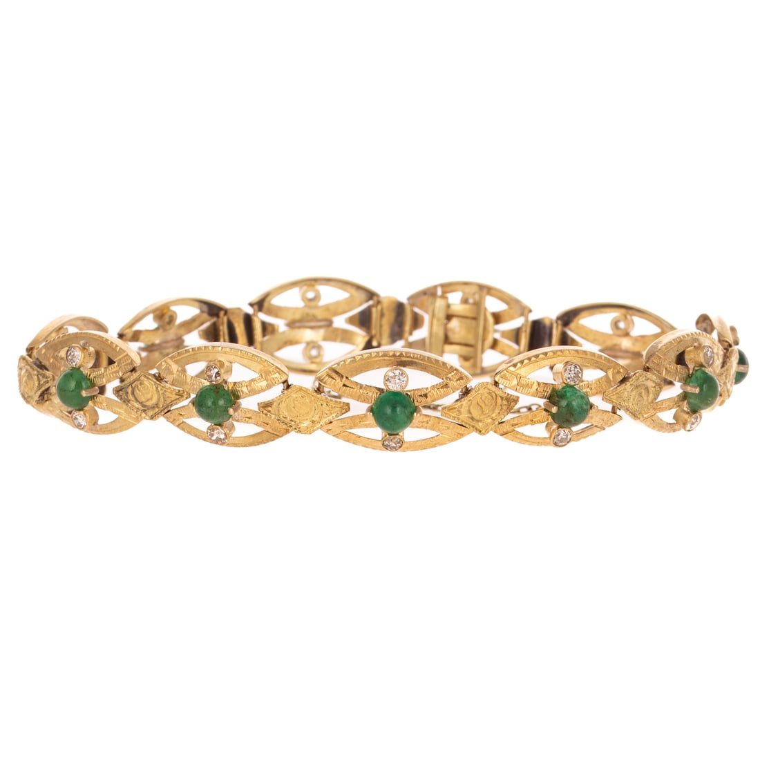 A Victorian Style Emerald & Diamond Bracelet in 14K (1 of 4)