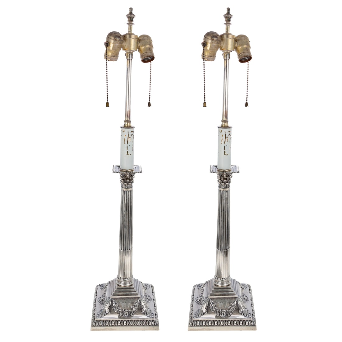 A Pair of George II Silver Armorial Candlesticks (1 of 5)
