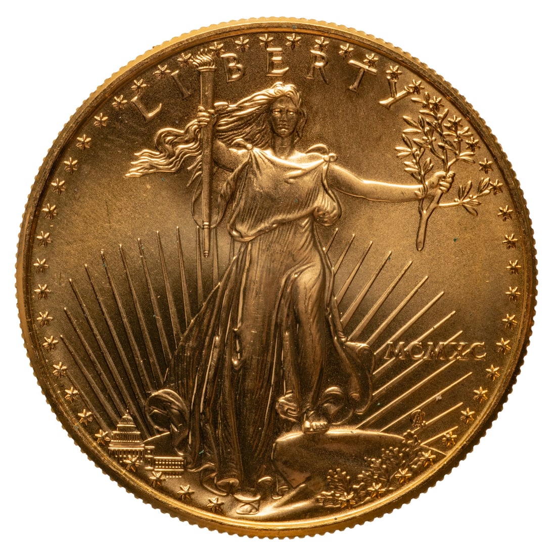 1990 $50 1 Oz Gold American Eagle BU: Very nice coin with MCMXC (1990) date. Passed Sigma Test