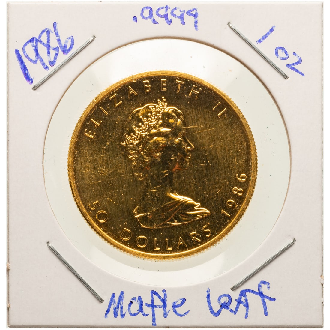 1986 1 Oz Canadian Maple Leaf: .9999 fine, 1 solid troy ounce of gold. Passed Sigma Test
