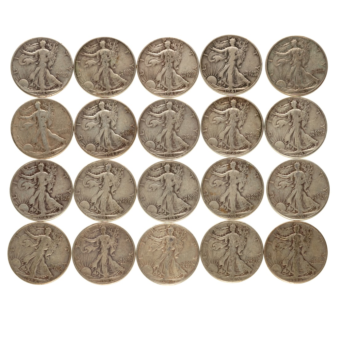 49 Silver Halves - $24.50 Face - 4