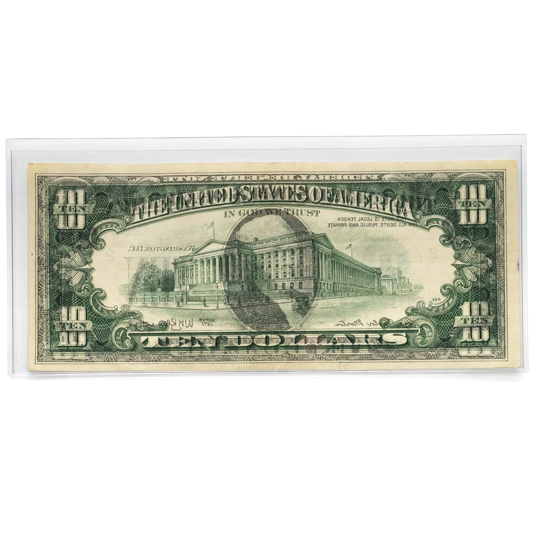 Impressive 1977 FRN $10 Offset Error In Reverse - 2