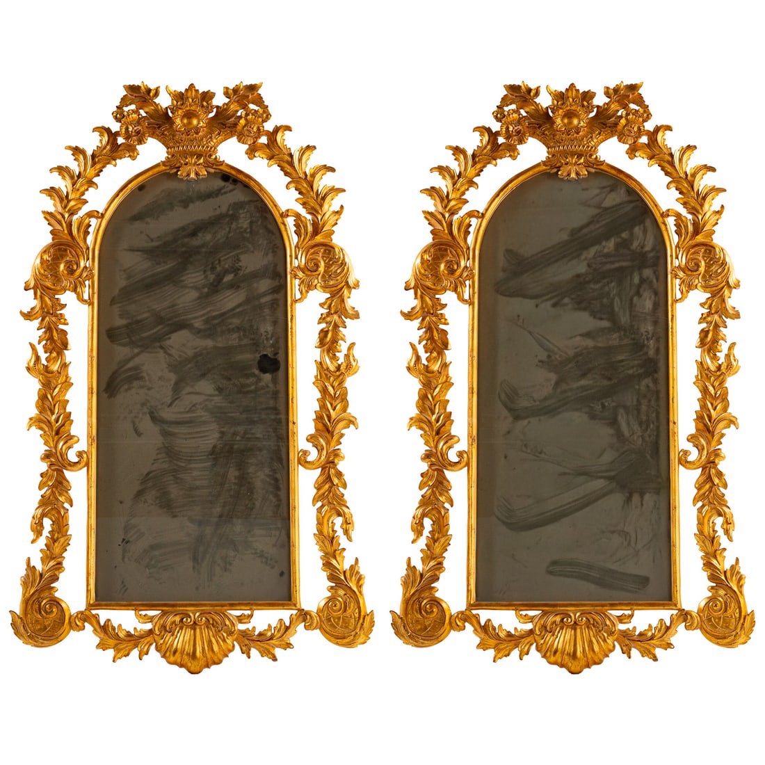 A Pair of Dauphine Louis XVI Style Giltwood Mirrors (1 of 5)
