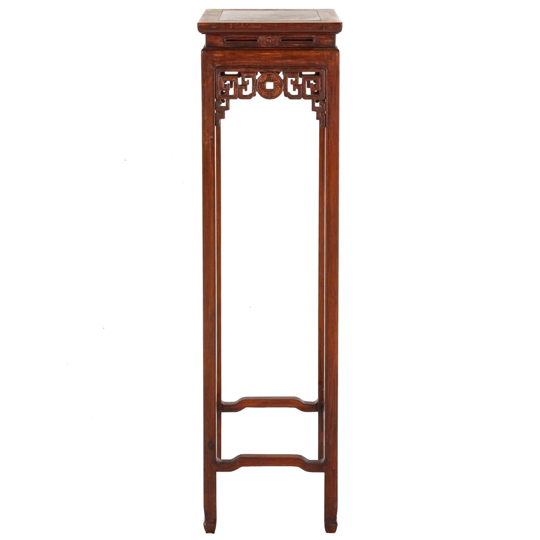 Chinese Carved Hardwood Inset Marble Plant Stand (1 of 5)