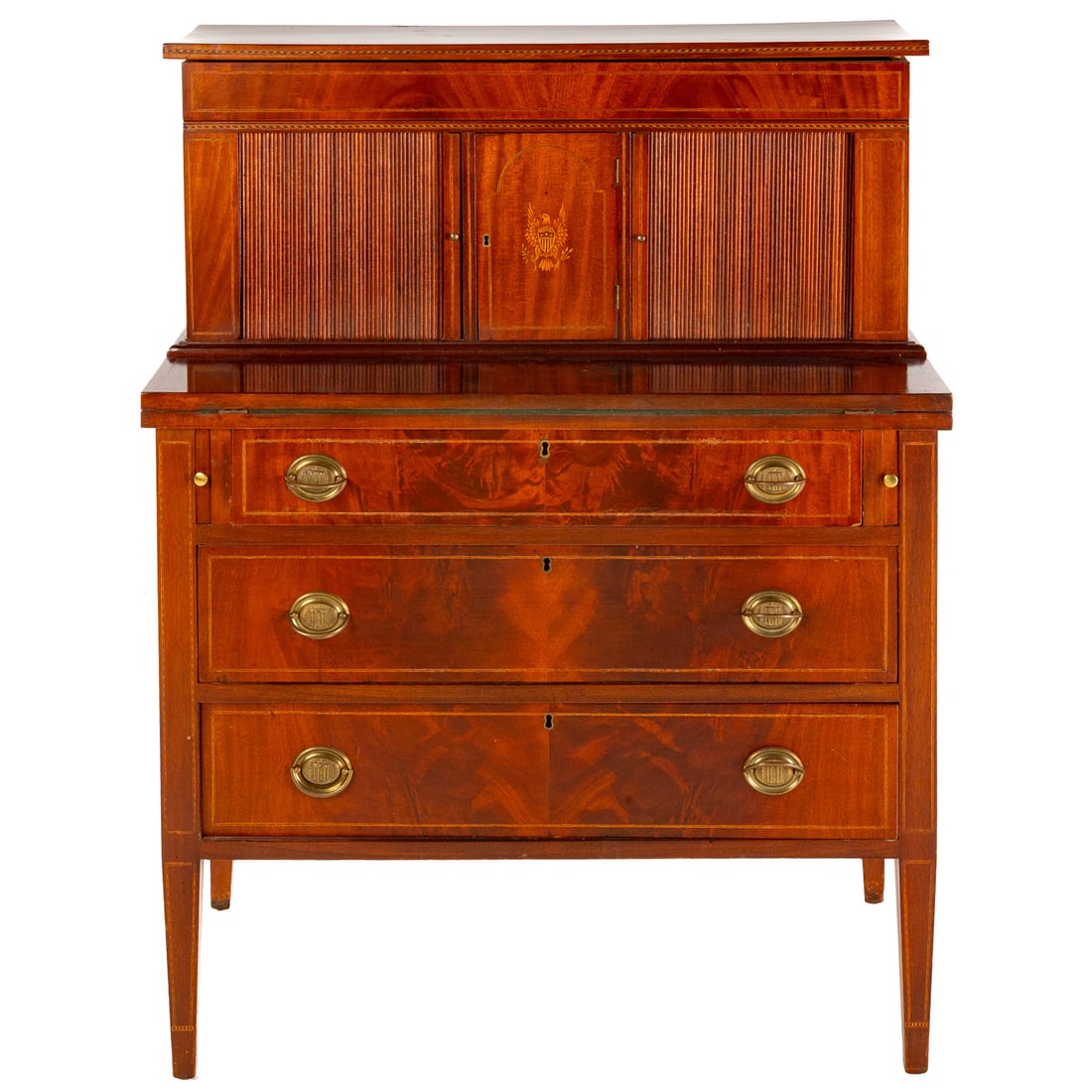 Federal Style Mahogany Inlaid Tambour Desk (1 of 7)