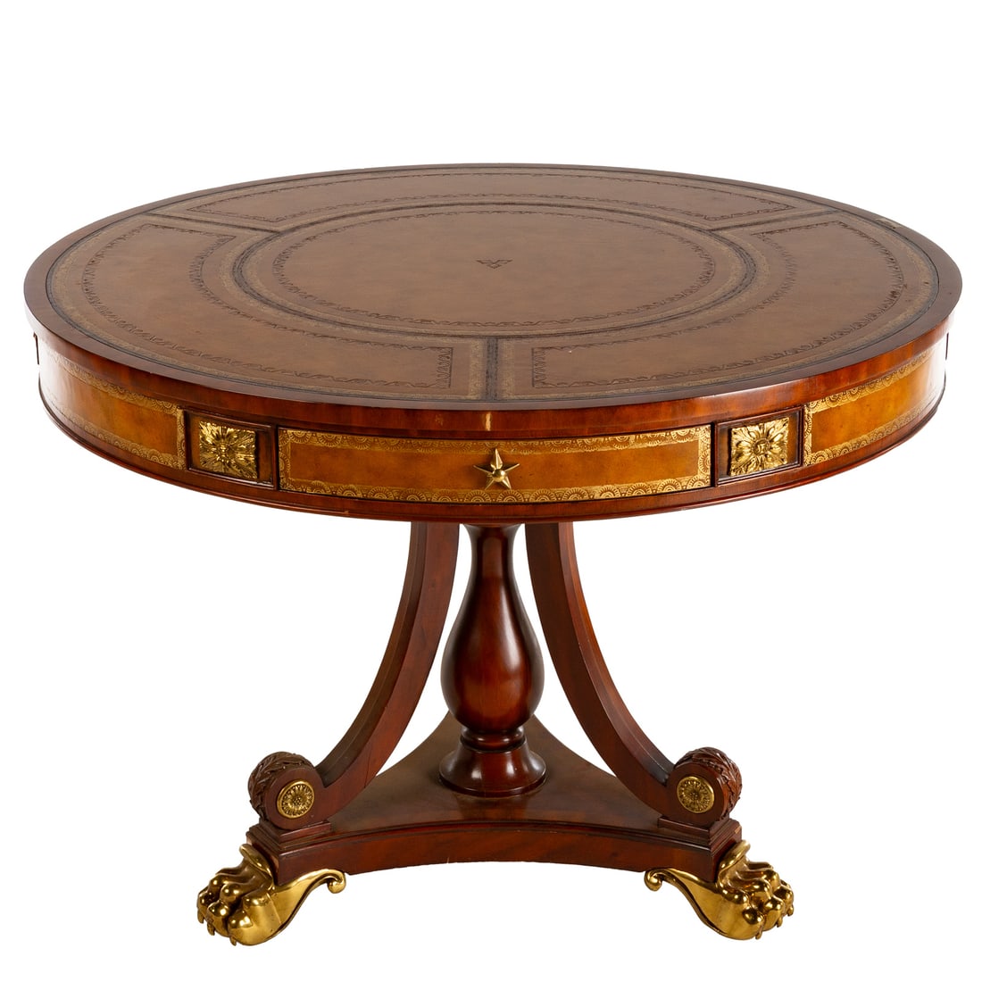 Maitland Smith Leather Top Mahogany Foyer Table (1 of 7)