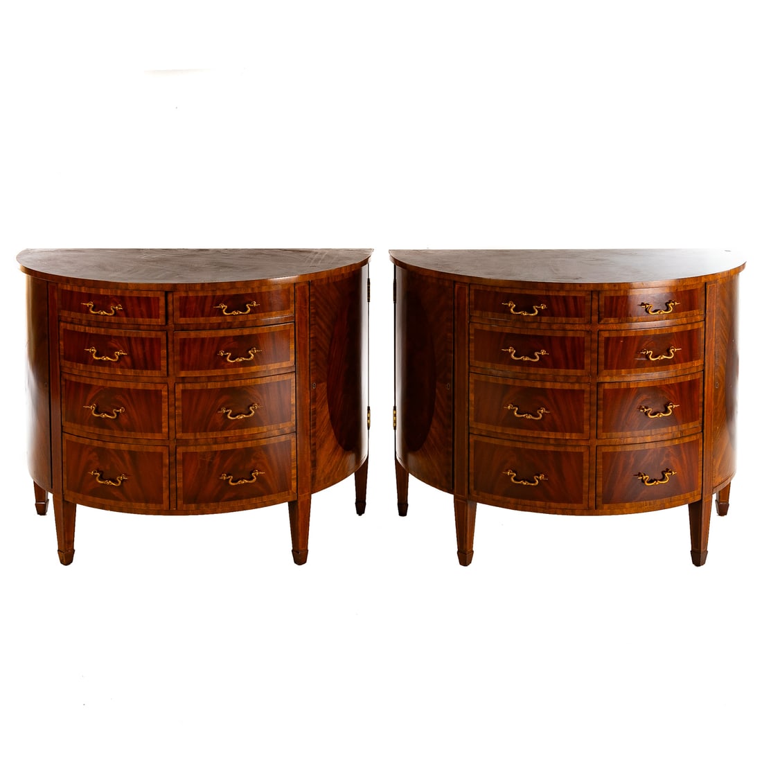 A Pair of Maitland Smith Mahogany Demilune Cabinets (1 of 6)