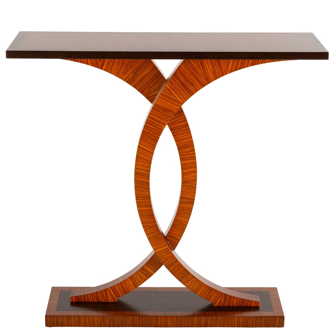 Keith Fritz "Rye 2" Custom Console Table: Inlaid rosewood console table in the art deco manner, 35 in. H, 36 in. W, 12 in. D
