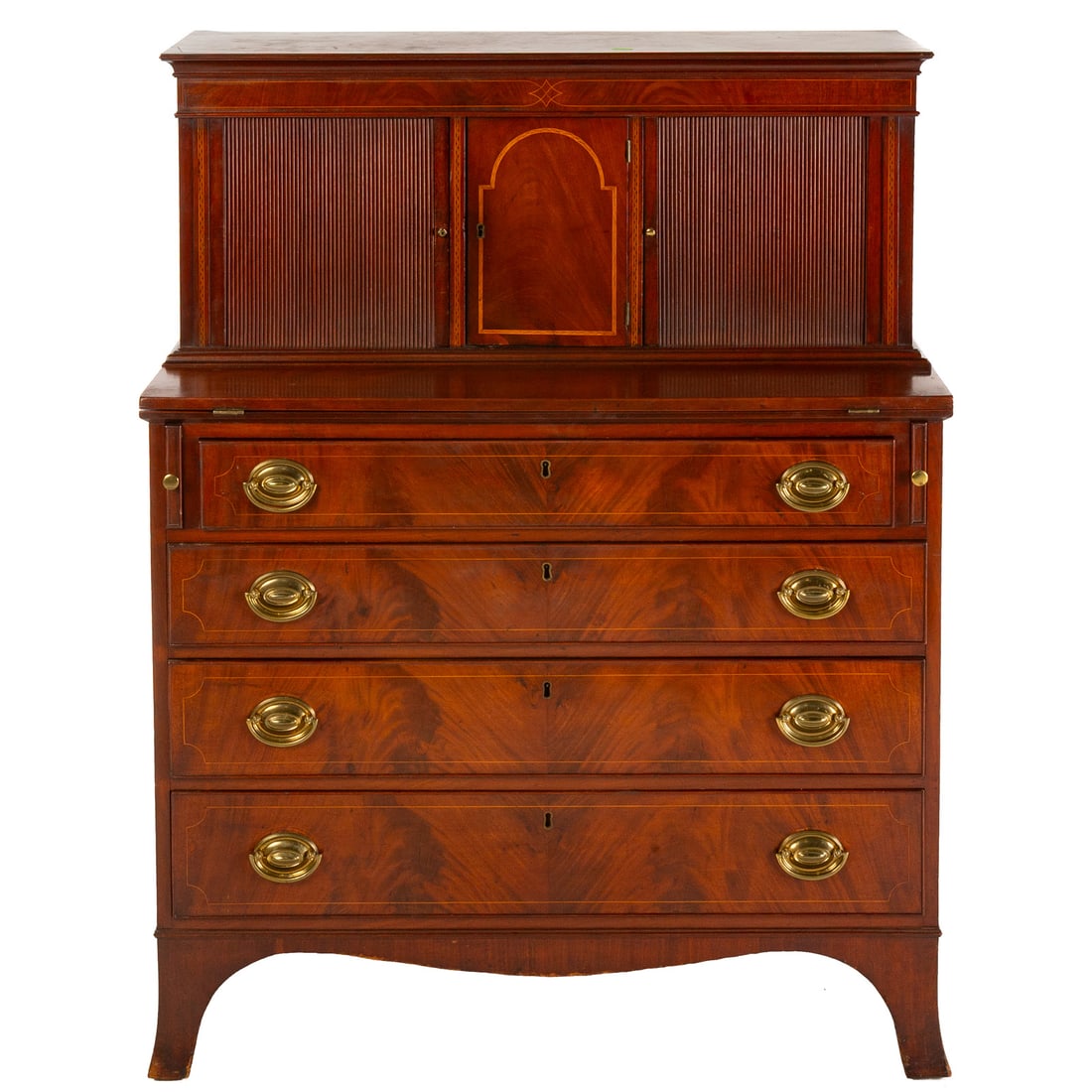 Federal Mahogany Inlaid Tambour Desk (1 of 6)