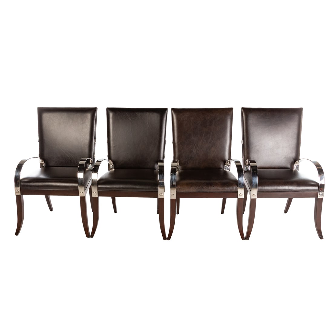 Four Theodore Alexander Leather & Chrome Chairs (1 of 5)