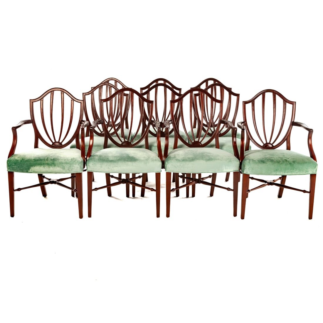 Set of 10 Mahogany Shieldback Dining Chairs (1 of 9)