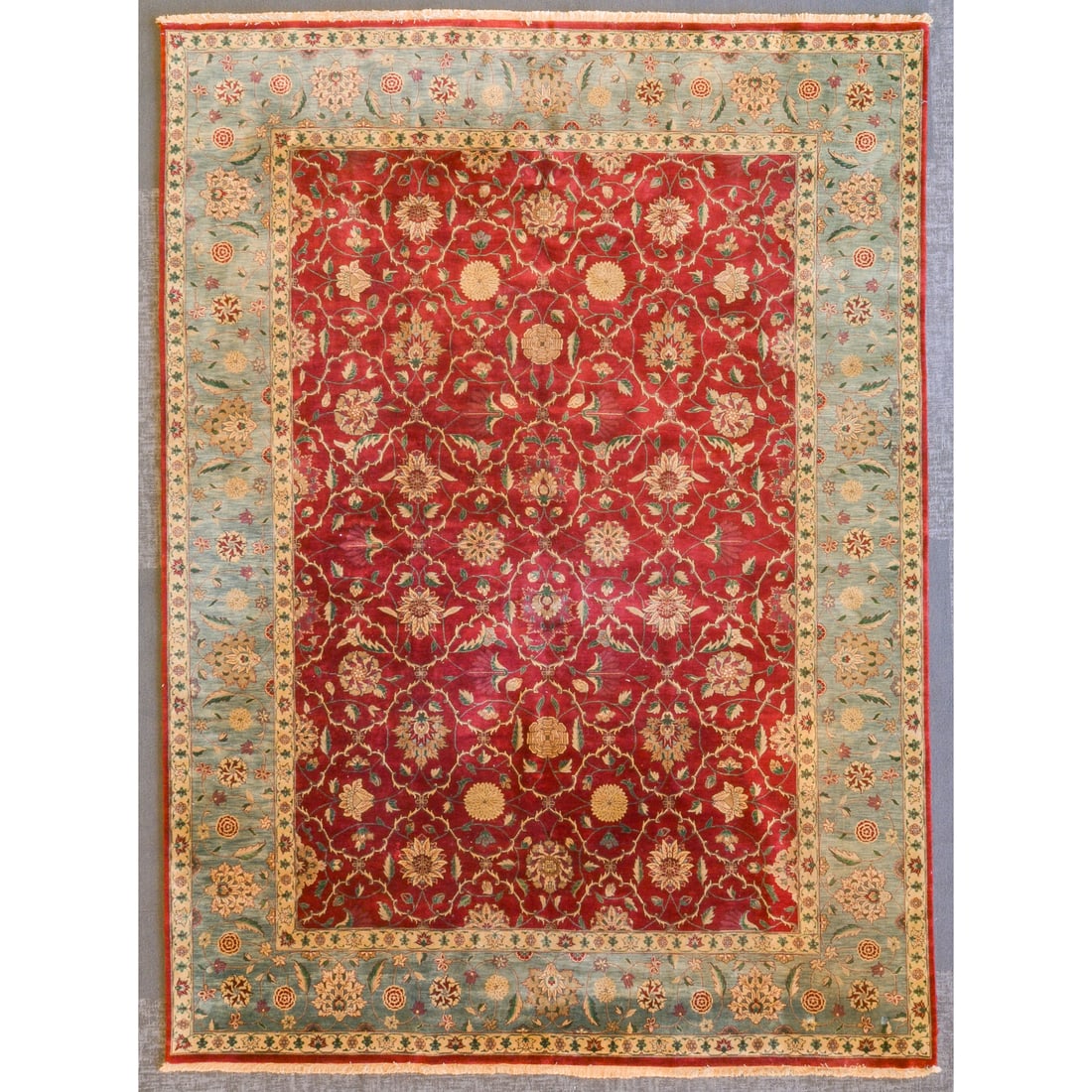 William Morris Design Pak Persian Rug, Pakistan, 9 x 12.3: Modern, hand-knotted, wool pile