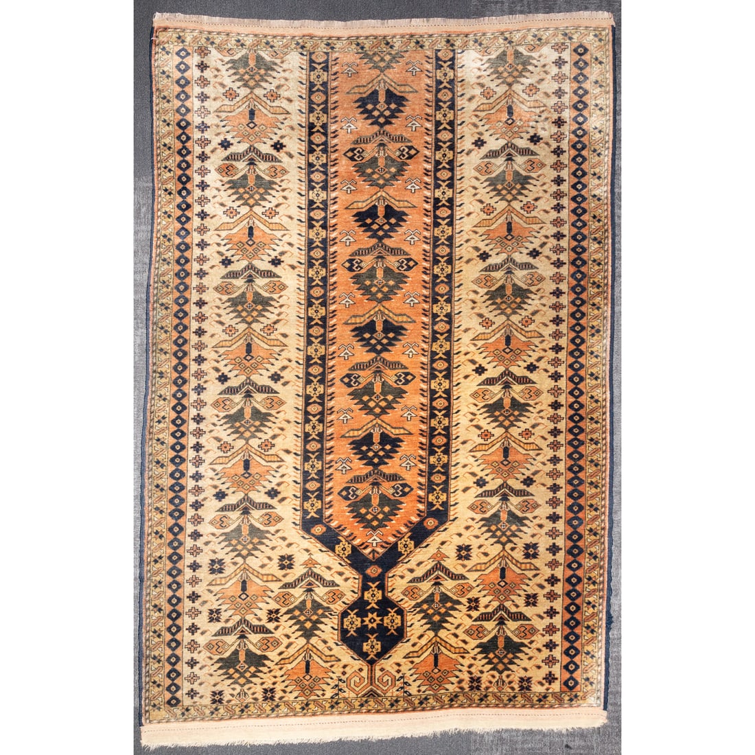 Semi-Antique Turkoman Rug, Afghanistan, 3.11 x 5.9: Second quarter, 20th century, hand-knotted, silk pile