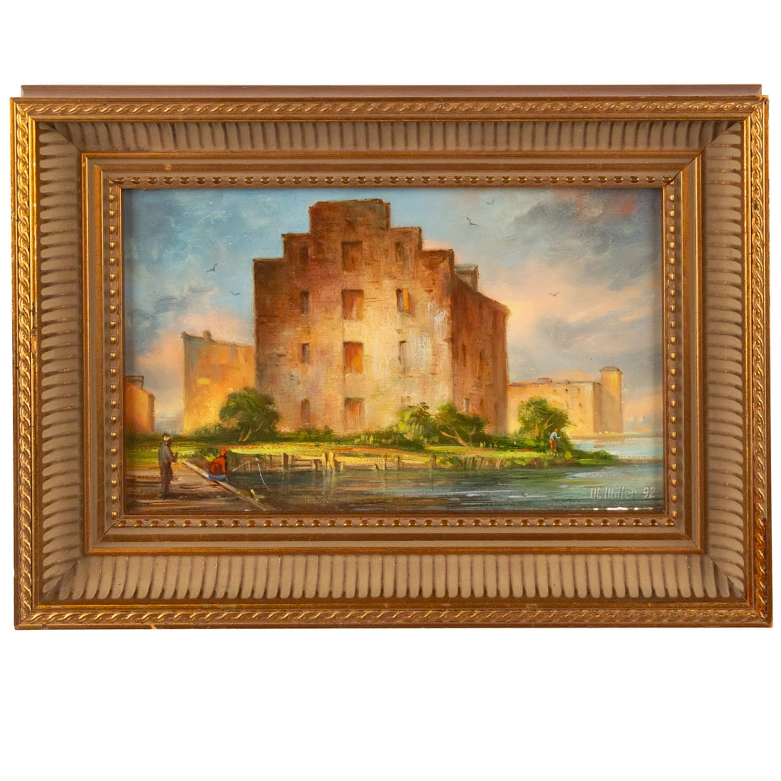 Melvin Miller. Dilapidated Building Fells Point, oil: (American, 1937-2007) Oil on masonite, 1992, signed and dated "M. Miller" lr, sight size: 4 1/2 x 7 1/2 in., framed size: 7 1/2 x 10 1/2 in. Provenance: Acquired from the artist, from longtime