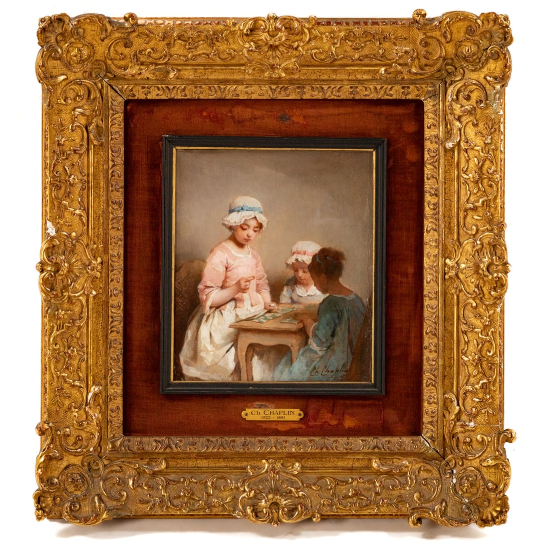 Charles Chaplin. Three Girls Playing a Game, oil (1 of 6)