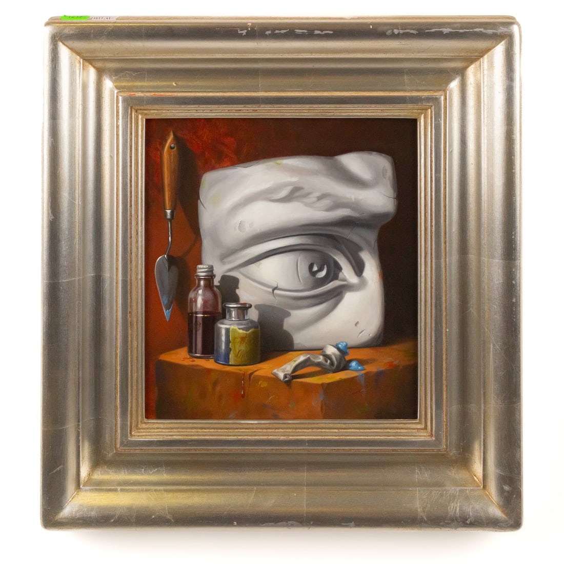 Carol Lee Thompson. "Eye on Art," oil: (American, b. 1958) Oil on canvas wrapped panel, signed "Carol Lee Thompson" lr, sight size: 10 1/4 x 9 1/2 in., framed size: 16 x 17 1/2 in. Provenance: Acquired Foxhall Gallery, Washington, DC,