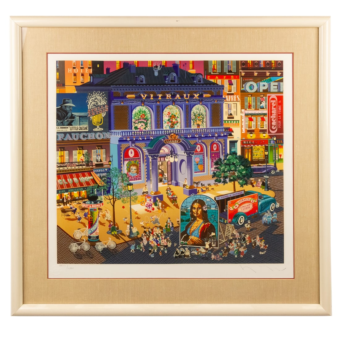 Hiro Yamagata. "Stained Glass," screenprint: (Japanese, b. 1948) Screenprint in colors, ed. LXXII/LXXXV, blindstamp ll, pencil signed "Yamagata" lr, sight size: 25 x 27 in., framed size: 33 1/4 x 35 1/4 in. Provenance: From a private collection,