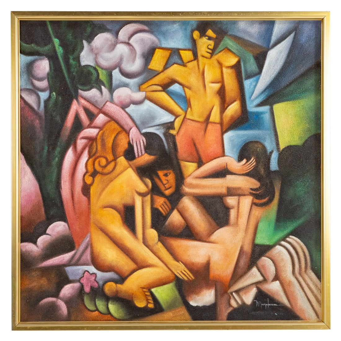 Artist Unknown. The Bathers, acrylic (1 of 4)