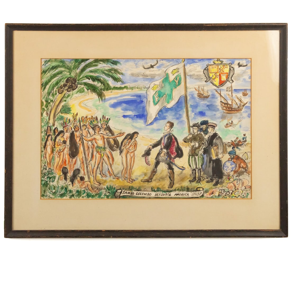 Waldo Pierce. "Sambo Colmbo Descubre America," watercolor (1 of 7)