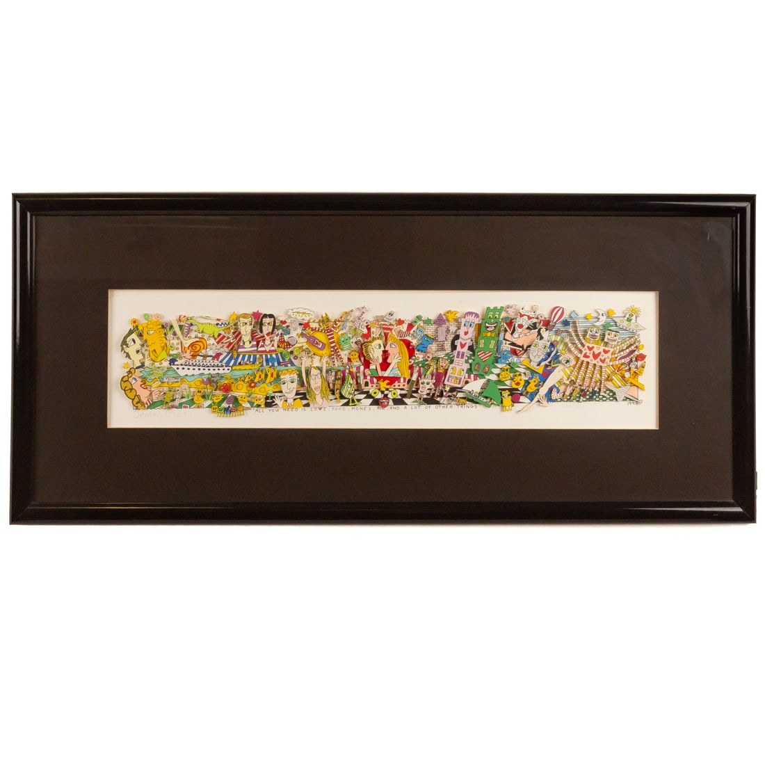 James Rizzi. "All You Need is Love, Food, Money, Air, and A Lot of Other Things," screenprint (1 of 5)