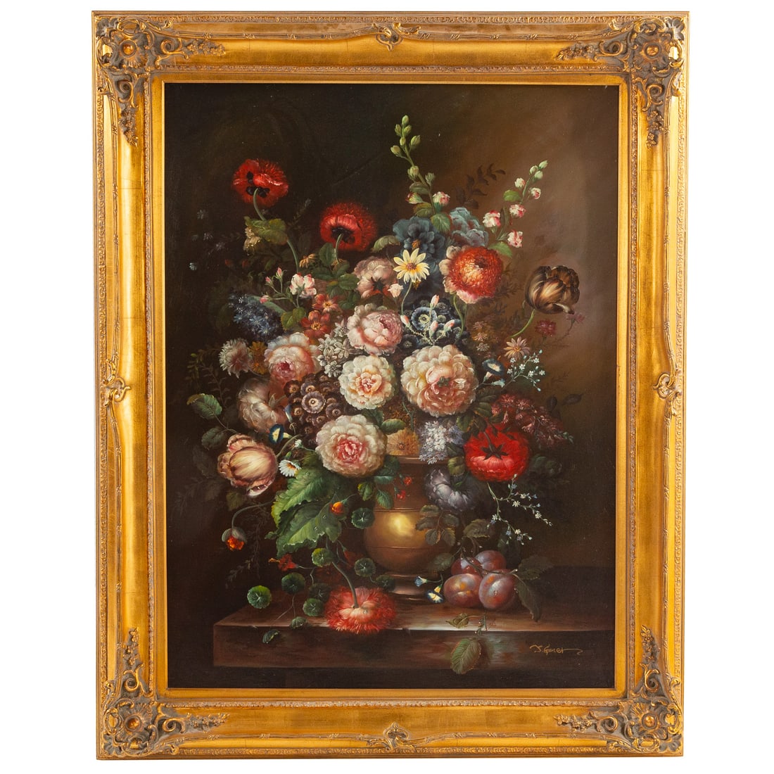 J. Garer. Still Life with Flowers, giclee: Giclee on canvas, signed "J. Garer" lr, sight size: 48 x 36 1/4 in., framed size: 58 1/2 x 46 1/4 in. Provenance: From a private Maryland collection