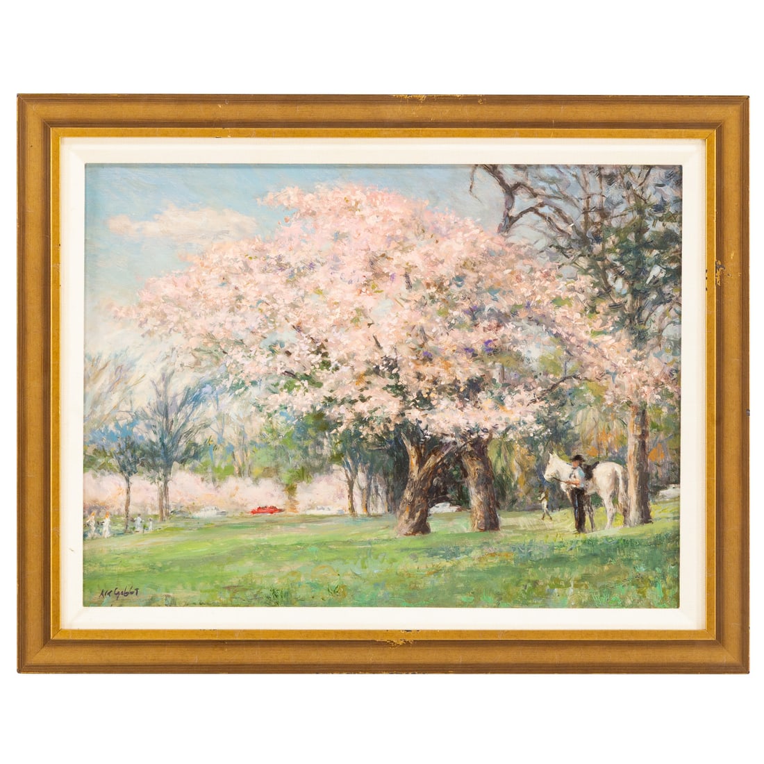 Nathaniel K. Gibbs. Cherry Blossoms, Washington DC, oil: (American, 1948-2018) Oil on panel, signed "N.K. Gibbs" ll, sight size: 12 x 16 in., framed size: 15 x 19 in. Provenance: From a private Maryland collection