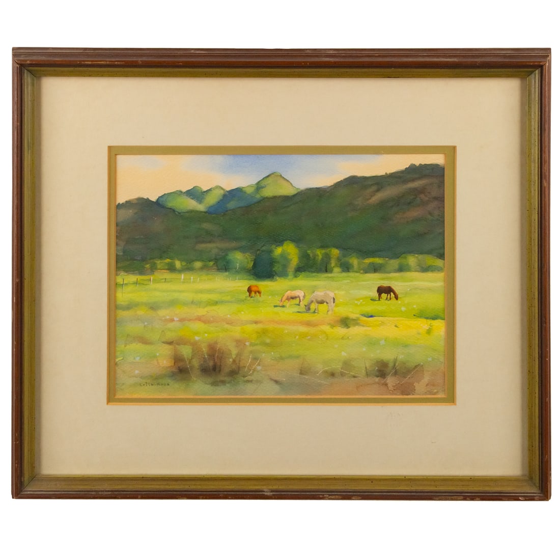 Harry Leith-Ross. Landscape and Horses, watercolor (1 of 4)