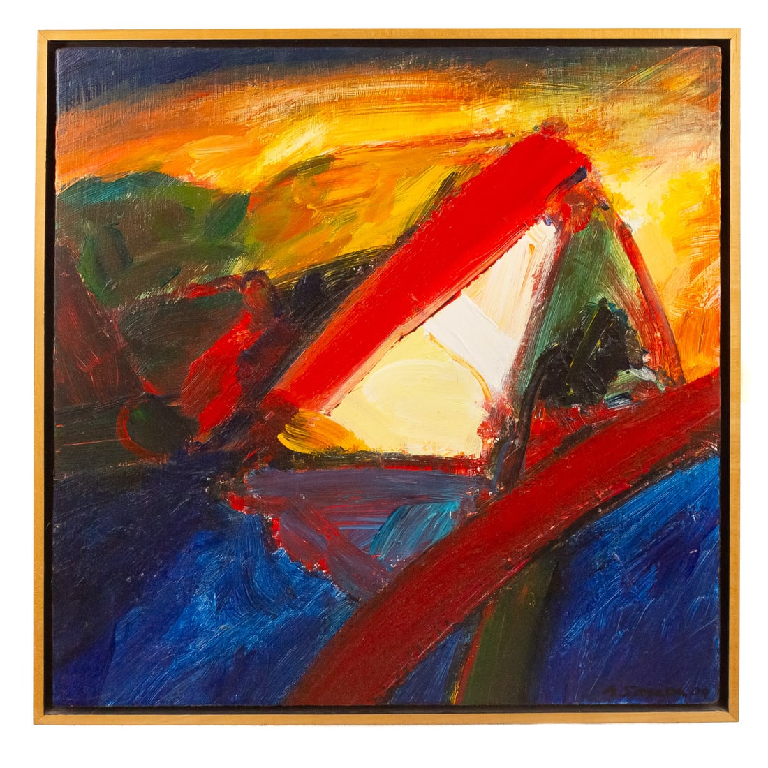 Albert E. Smith. "NY89-305," acrylic: (American, 1929-2008) Acrylic on board, signed and dated "A. Smith, '89" lr, signed and titled on verso, sight size: 23 3/4 x 23 3/4 in., framed size: 25 x 25 in. Provenance: Atherton Gallery label on