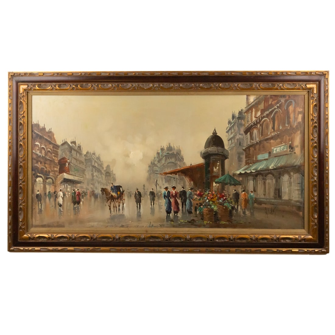 Antonio De Vity. Paris Street Scene, oil: (Italian, 1901-1993) Oil on canvas, signed "A. de Vity" lr, sight size: 24 1/4 x 48 1/4 in., framed size: 32 x 56 in. Provenance: From a private Maryland collection
