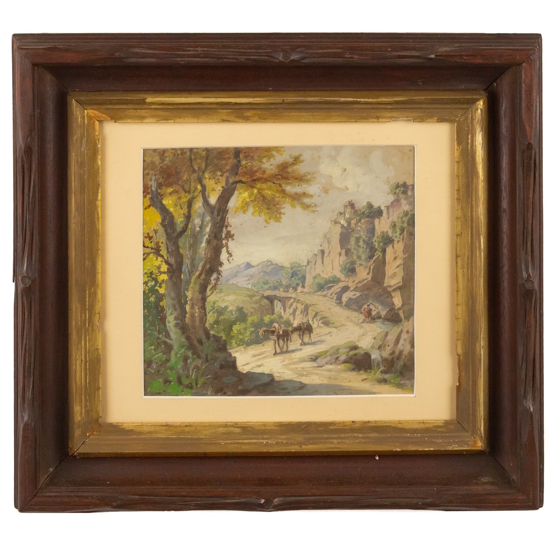 Italian School, 19th c. Landscape with Figures, gouache (1 of 3)