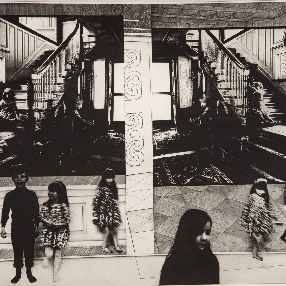 Peter Milton. "Card House," etching - 2