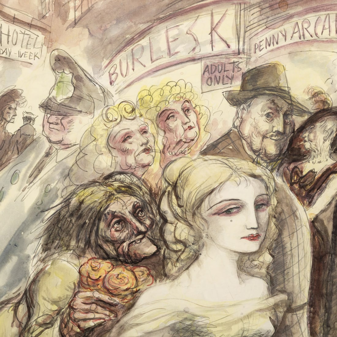 Aaron Sopher. "Burlesk," mixed media - 2