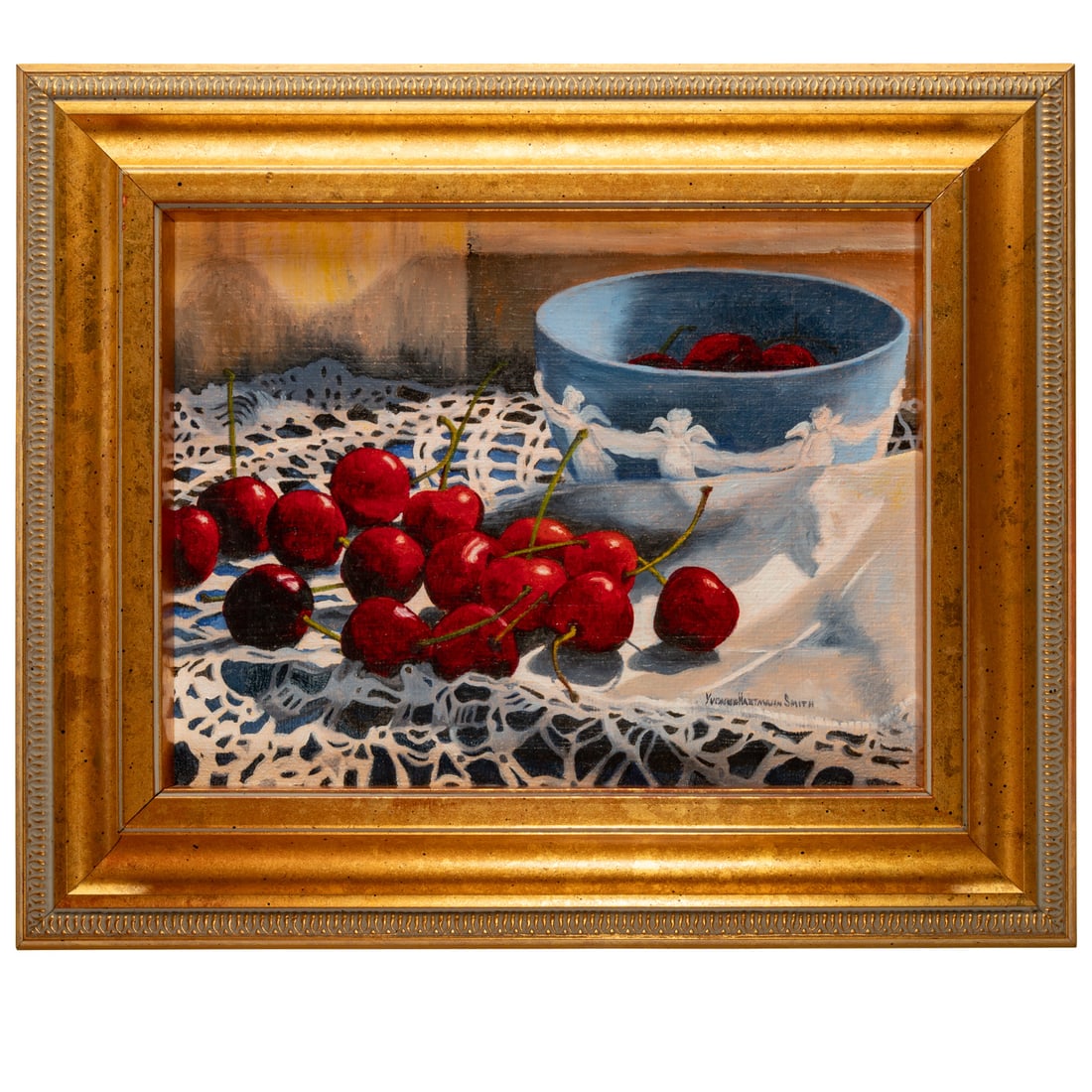 Yvonne H. Smith. "Cherries with Wedgwood Bowl," oil (1 of 5)