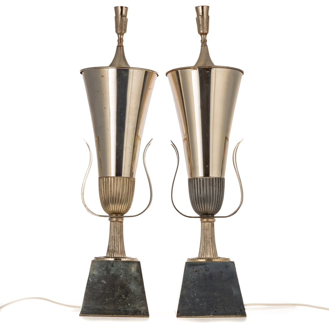A Pair of Tommi Parzinger Silver Plated Table Lamps (1 of 5)