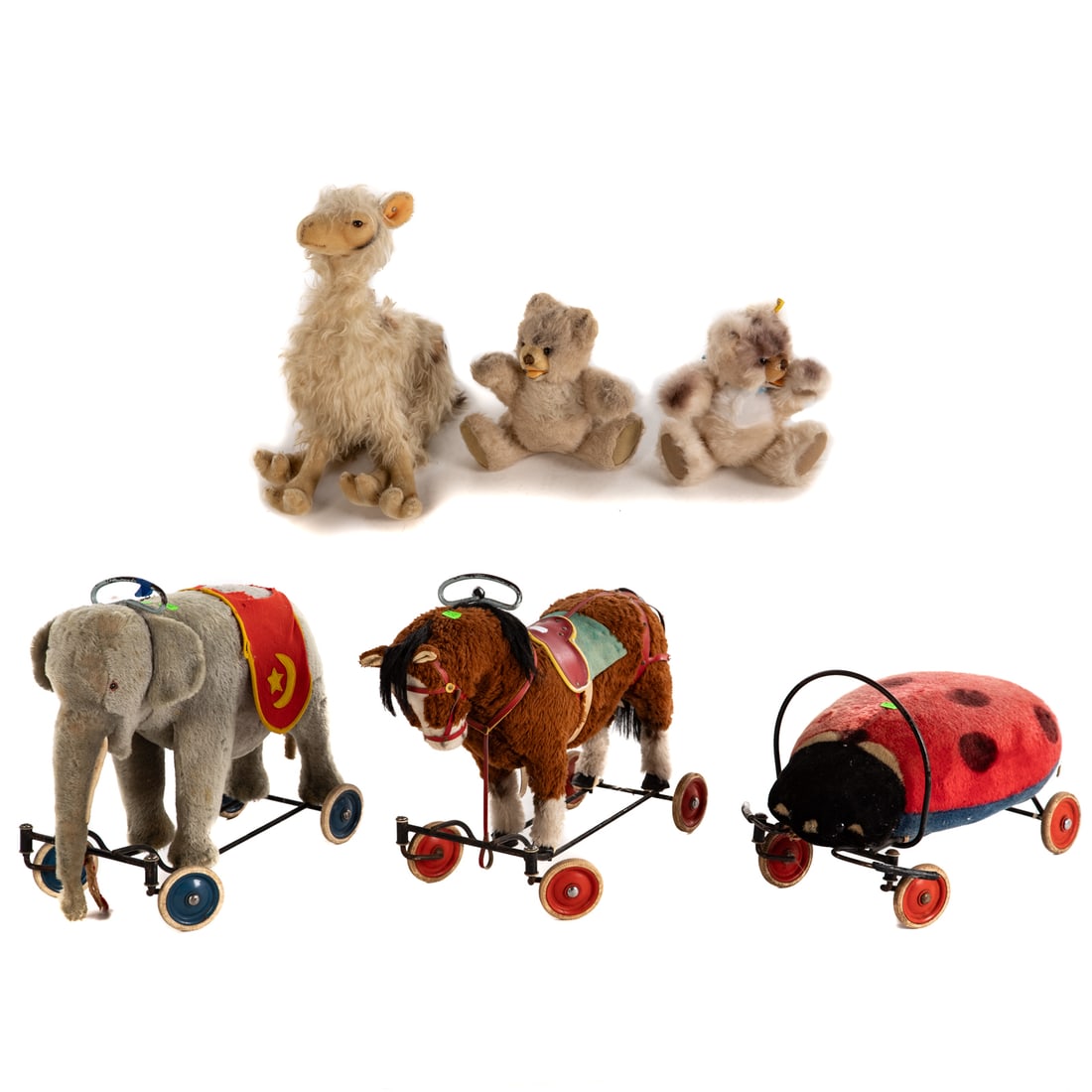 Three Steiff Mohair Ride-Ons & Three Steiff Mohair Animals (1 of 6)