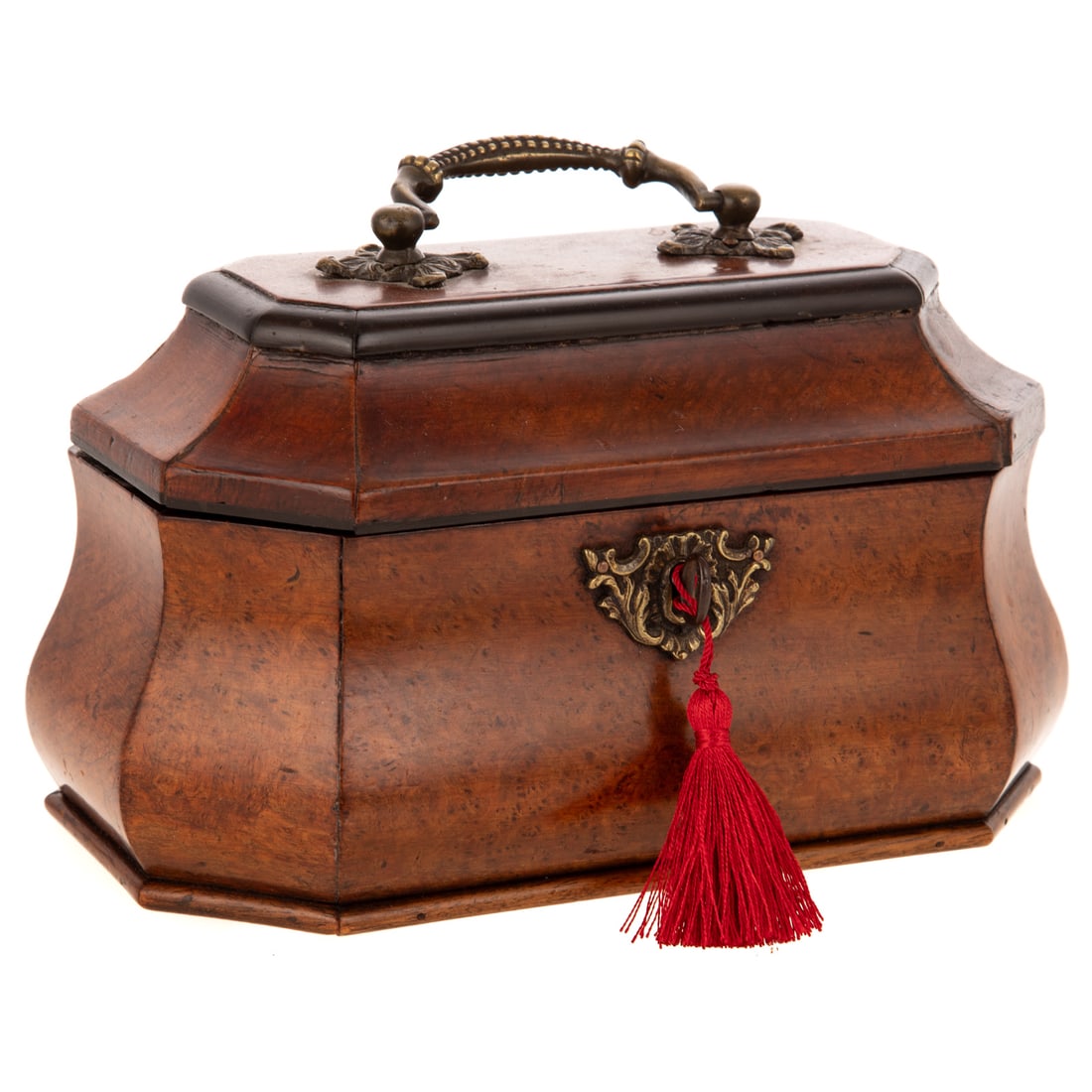 An English Bombe-Form Burl Wood Tea Caddy (1 of 3)