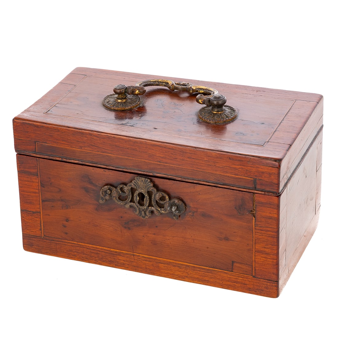 An English Yew & Rosewood Tea Caddy (1 of 5)