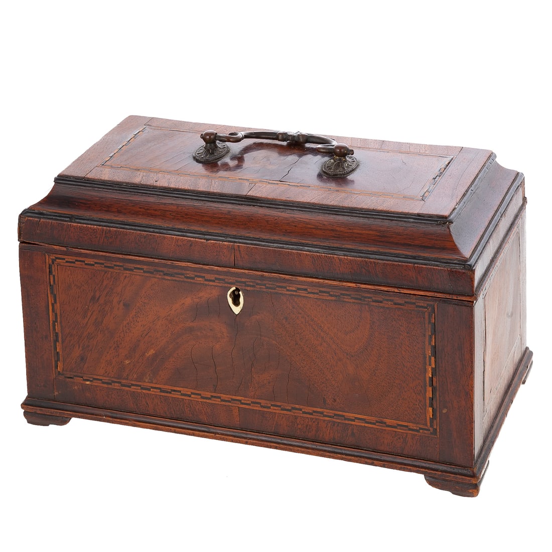 An English Mahogany Casket-Form Tea Caddy (1 of 4)