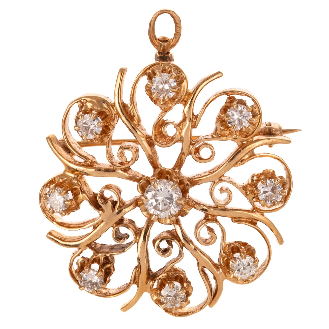 A 1.20 ctw Diamond Pinwheel Pin/Pendant in 14K (1 of 3)