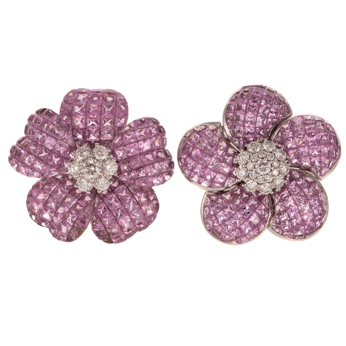 A Near Pair of Pink Sapphire Earrings in 18K (1 of 3)