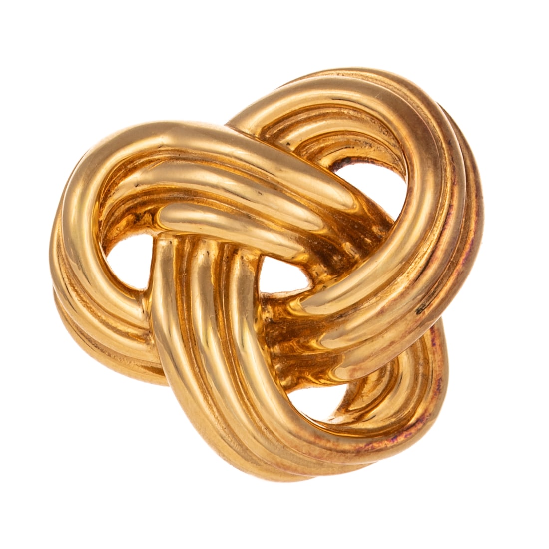 An Infinity Knot Brooch by Carla in 14K: 14K yellow gold infinity know brooch by Carla Corp., high polish finish, 1 3/8 in. W, 5.4 grams Provenance: From the Estate of Jean L. Berner, Baltimore, MD