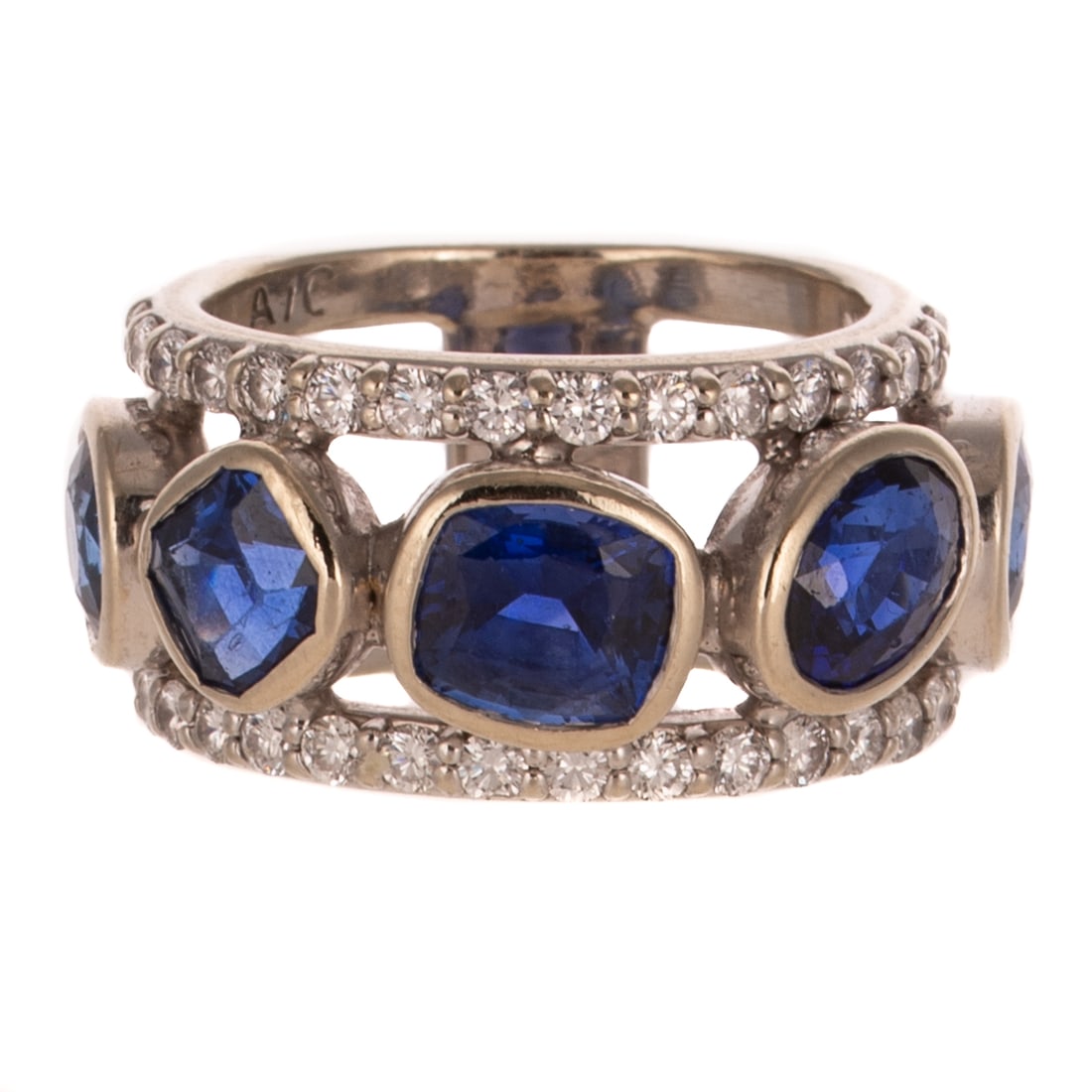 A GIA Ceylon Sapphire & Diamond Band in 14K (1 of 6)