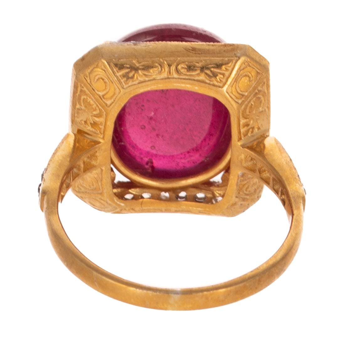 A Ruby Cabochon & Diamond Ring - 4