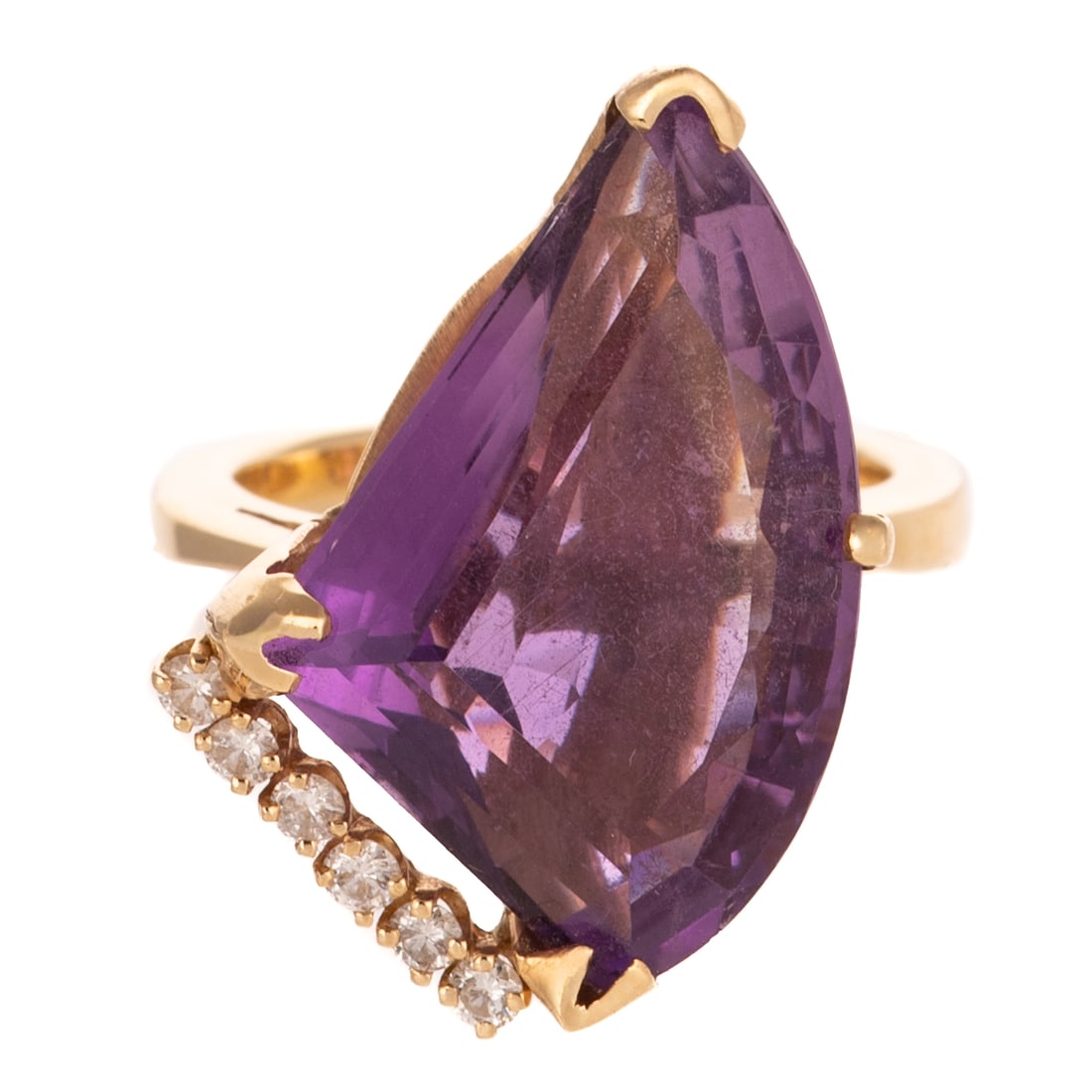 A Contemporary Amethyst & Diamond Ring in 14K (1 of 5)