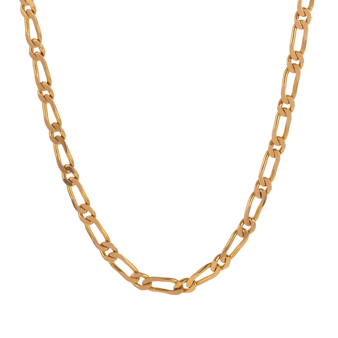 A Figaro Link Necklace in 14K: 14K yellow gold Figaro link necklace, spring ring clasp, 32 in. L, 17.9 grams Provenance: From a private collection, Westminster, MD