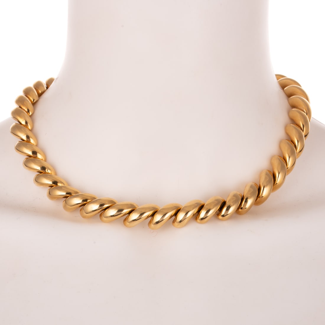 An Italian San Marco Necklace in 14K: 14K yellow gold San Marco necklace, made in Italy, high polish finish, 11.5 mm W, box clasp with safety latch, 17 in. L, 78.2 grams Provenance: From the Estate of Louis B. McCarthy, Baltimore, MD