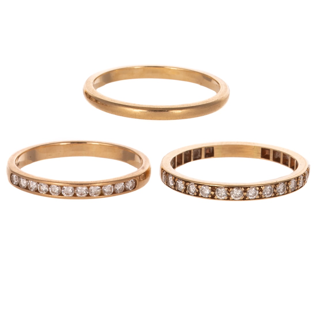 A Trio of Diamond Stackable Bands in 14K (1 of 3)