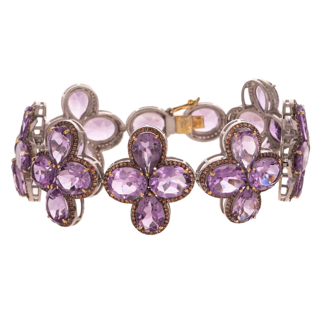 A Decorative Amethyst & Orange Sapphire Bracelet in Sterling Silver (1 of 3)