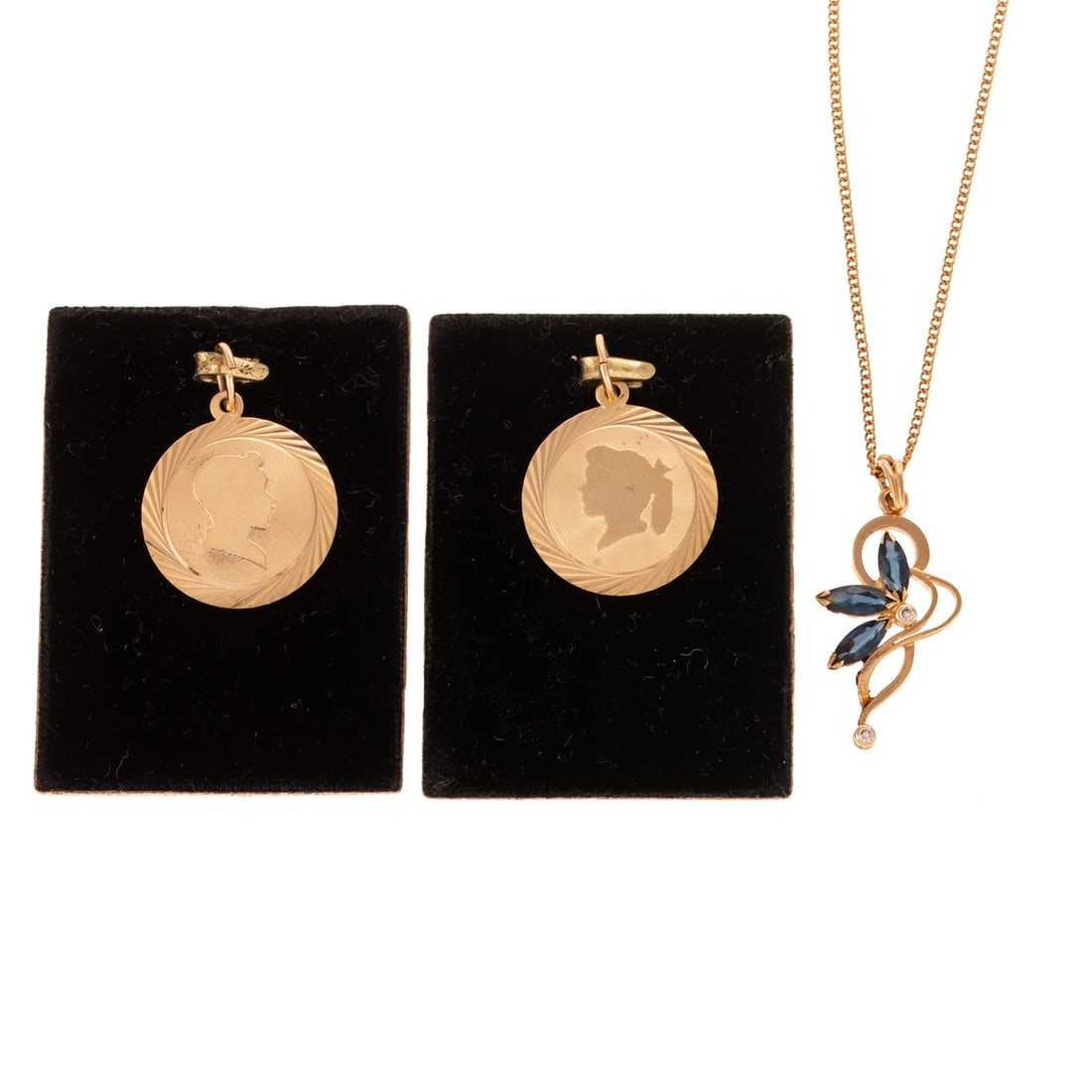 A Sapphire & Diamond Necklace & Two Charms in 14K (1 of 5)