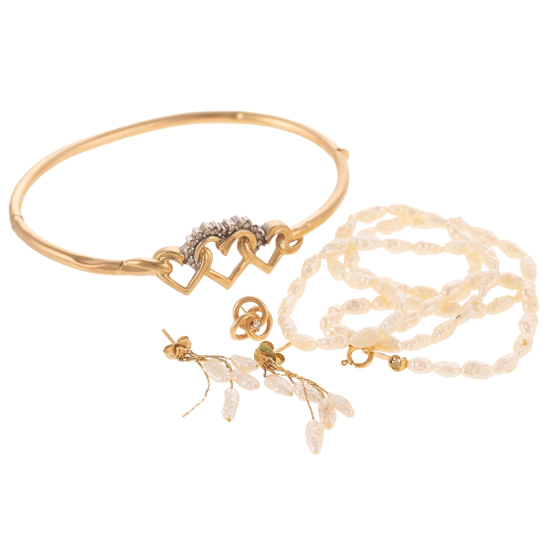 A Group of Pearl & High Polish Gold Jewelry in 14K (1 of 11)